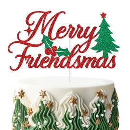 Decoración de pastel con purpurina roja para Feliz Navidad/Feliz Navidad/Bebida Grinches, Navidad amigos de Navidad, Navidad, fiestas navideñas