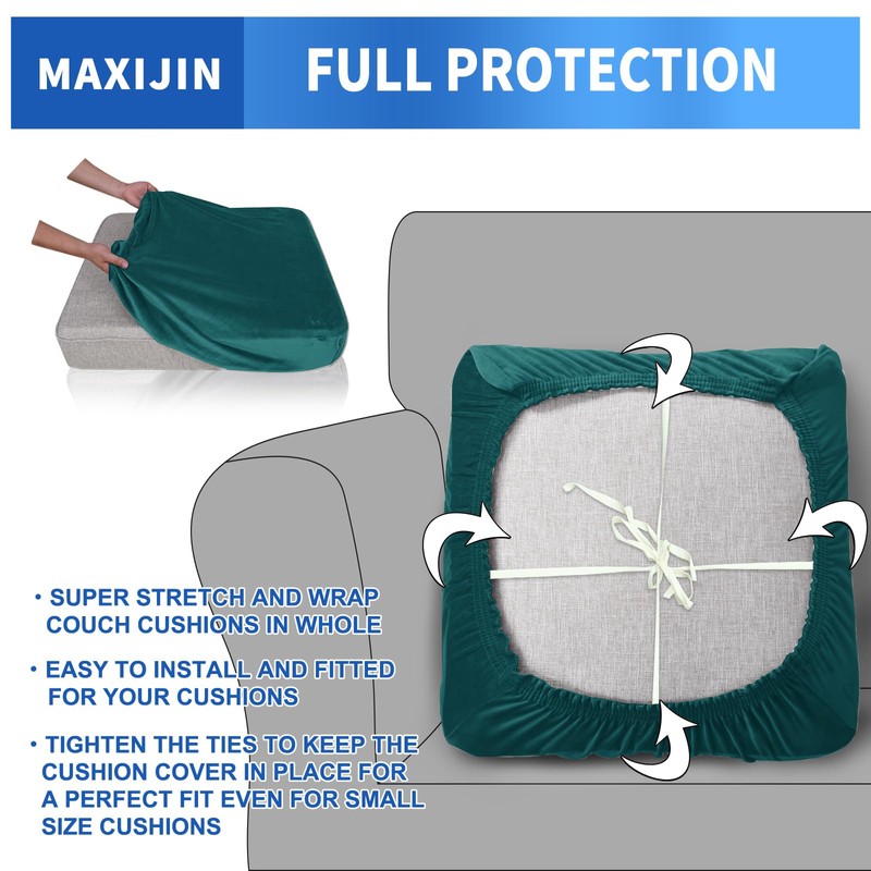 MAXIJIN Velvet Stretch Seat Cushion Covers Couch Cushion Cover for