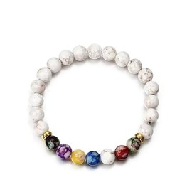 Aretro Seven Chakra Volcanic Stone Handmade Elasticated Bead Bracelet Yoga Balance Bead Bracelet.