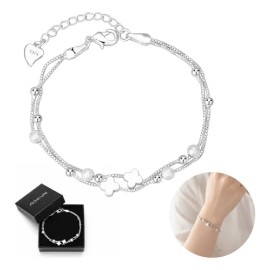 AOKUN Pulsera De Trébol Cuatro Plata 925 Regalo Para Mujer Joyería Moda