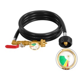 Propane Refill Adapter for 1 lb. Tanks,3 FT Propane Tank Refill Adapter Rubber Hose with Gauge and ON-Off Control Valve, Fits QCC1 / Type 1 Propane Tank,Propane Tank Filler 20 lb to 1 lb