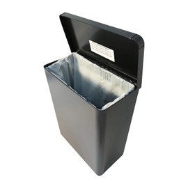 S.A.C. TD1000BK Sanitary Napkin and Tampon Disposal Receptacle – Surface Mount, Black Steel, Hidden Liner, Lift-Top Lid, Mounting Hardware Included