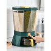 Premium Multi-compartment Grain/Cereal/Rcie Storage Container Dispenser, 10kg Capacity, 360° Rotating