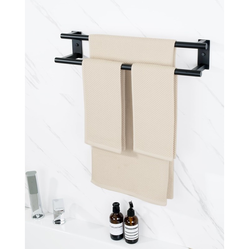 Alise Bathroom Double Towel Bar, 24 Inch Wall Mount Towel