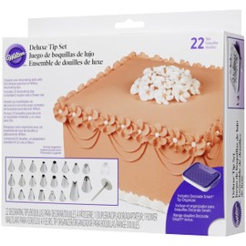 Wilton Deluxe Piping Tips Set 22 Pieces Stainless Steel Silver Purple White Piping Tips