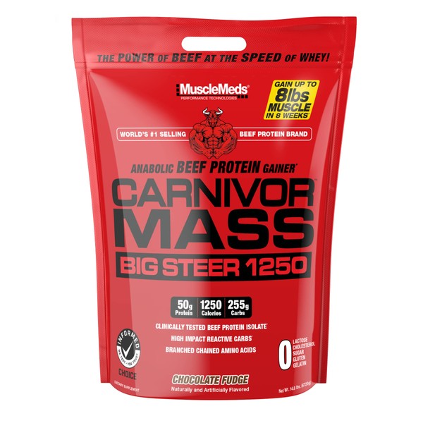 MuscleMeds Carnivor Mass Chocolate Big Steer 1250, 15 Lb (Packaging May Vary)