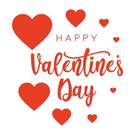 Open Island Valentines Day Stickers Set - Red Heart Stickers Vinyl Material to Decorate Your Shop Window on Valentine's Day