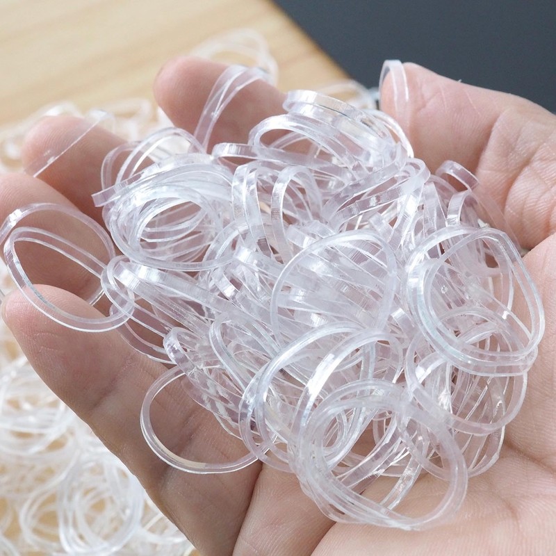 Xiufortion 1000-Pack Mini High Elasticity Clear Soft Rubber Bands Mini
