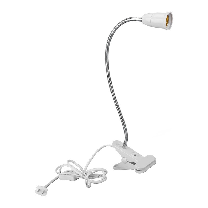 E26/E27 Clip Desk Lamp Holder 5.9ft Cable 11.8in Gooseneck Design