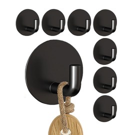 Haken Schwarz Matt 8 Stück Handtuchhaken Ohne Bohren Klebehaken Extra Stark aus Edelstahl Wandhaken Selbstklebend Küchenhaken Kleiderhaken Türhaken Ideal für Bad Toilette Küche Büro Schlüssel