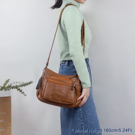 VOLGANIK ROCK Ladies Handbag Soft PU Leather Crossbody Bag for Women Lightweight Shoulder Bag Multi Pockets Crossbody Handbag for Women Ladies