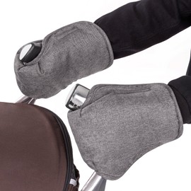 Teddy Thermal Fleece Gloves / Hand Warmer - for Pushchairs or Buggies, Water and Wind Resistant, Breathable, Melange Grey