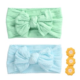 mitas Baby Band, Set of 2, Baby Hair Band, Turban, Ribbon, Stretch, Soft to the Touch, Newborn, Babies, Kids, Stretchable, Non-Tightening, Hair Access, Hair Clip, Hair Ornament, Hair Clip, Hair Clip,