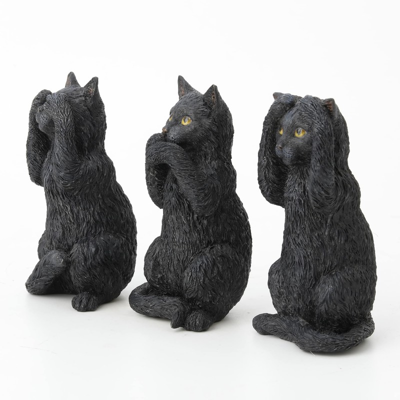 Veronese Design 4 Inch Black Kittens Hear Speak See No