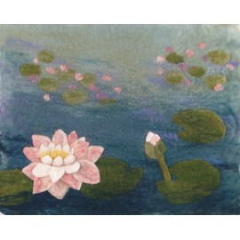 Artfelt Water Lily Picture Felt kit- a Carefully Designed Felting kit to Make a Water Lily Picture Inspired by Monet with Online Tutorial.