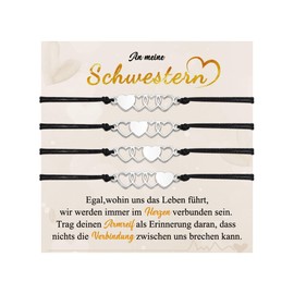 CheersLife Pack of 2/3/4/5 Sister Gift, Birthday Gift, Gifts for Sister, Heart Bracelet, Women's Girlfriend, Christmas Valentine's Day