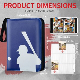 UQIPLB Baseball Card Binder 9 Pocket Holds 900 Cards
