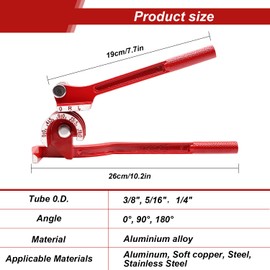 mxuteuk Tube Bender 1/4inch 5/16inch and 3/8inch 180 Degree 3-in-1 Manual Tubing Bender for Copper, Brass, Aluminum and Thin Steel Pipes (Black)