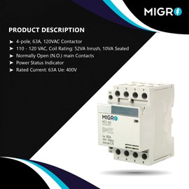 40 Amp 4Pole N/O Normally Open Designer Lighting Contactor 120VAC Coil, Silent No Humming 40A, 30A