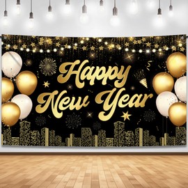 KatchOn, XtraLarge Happy New Year Banner - 72x44 Inch | Happy New Year Decorations 2025 | Happy New Year Backdrop, New Years Eve Party Supplies 2025 | New Years Banner 2025 for NYE Decorations 2025