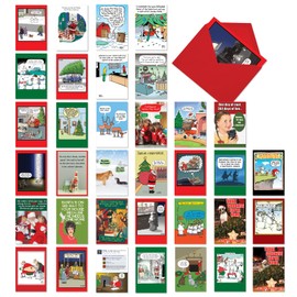 NobleWorks 36 Assorted Box Set Funny Christmas Greeting Cards w/5 x 7 Inch Envelopes (36 Designs, 1 Each) Laughing All The Way AC8779XSG-B1x36