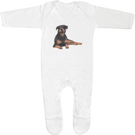 Azeeda 3-6 Month 'Goofy Rottweiler' Baby Romper Jumpsuit/Sleep Suit (SS00075658) White