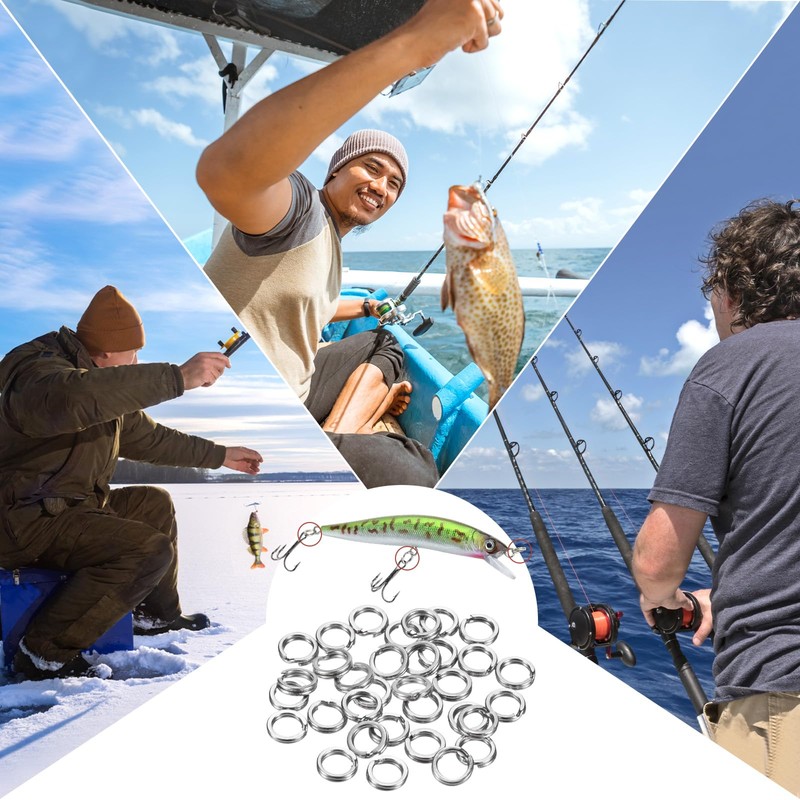 TIXIPEM Split Rings Fishing [60PCS] - Stainless Steel Flattened Terminal