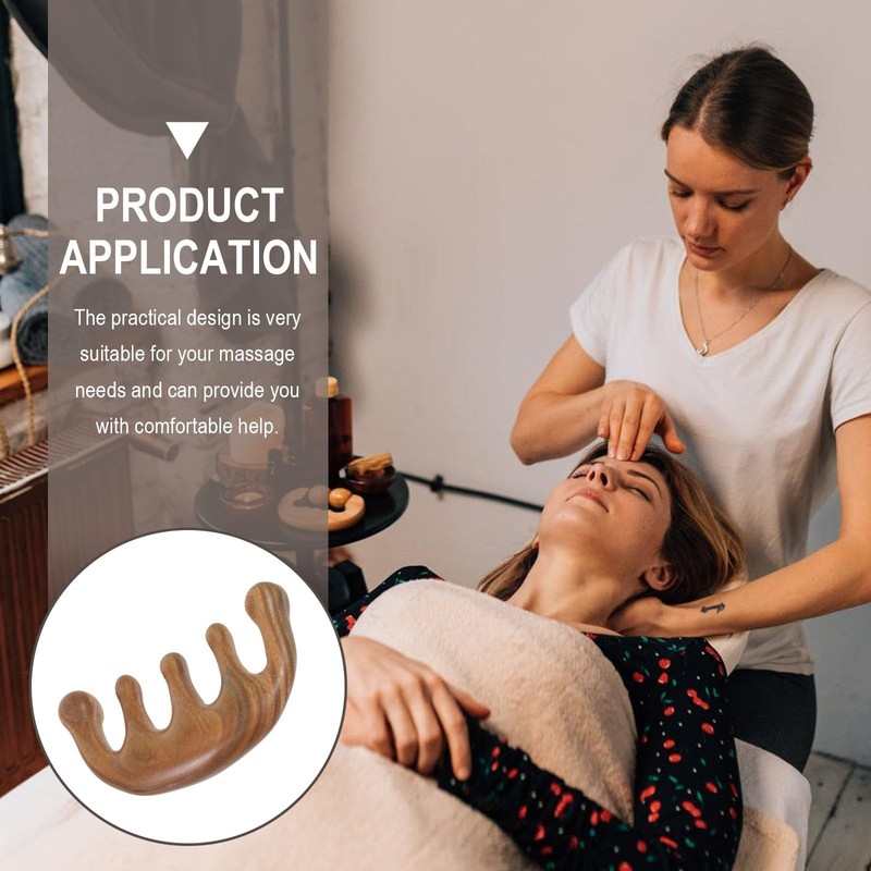 Doitool Massage Comb Made of Light Brown Wood for Head