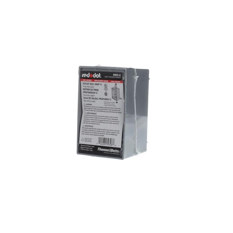 Red Dot IHD3-2 Deep Universal Weatherproof Box, 1-Gang, 3 Holes,