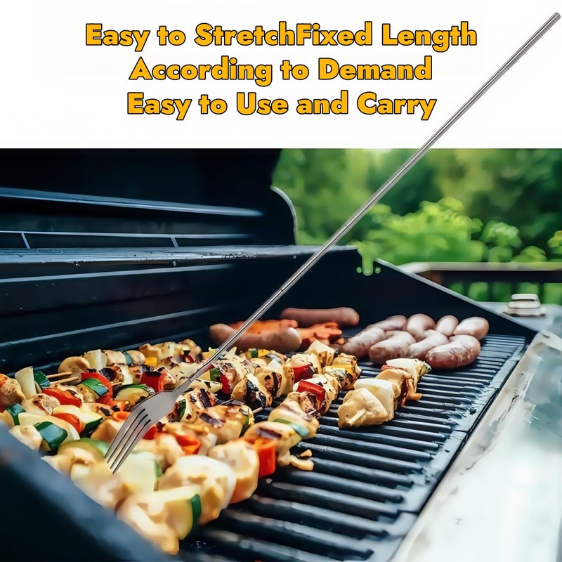 Retractable Fork 1PCS,22 to 65 cm Retractable Stainless Steel Long