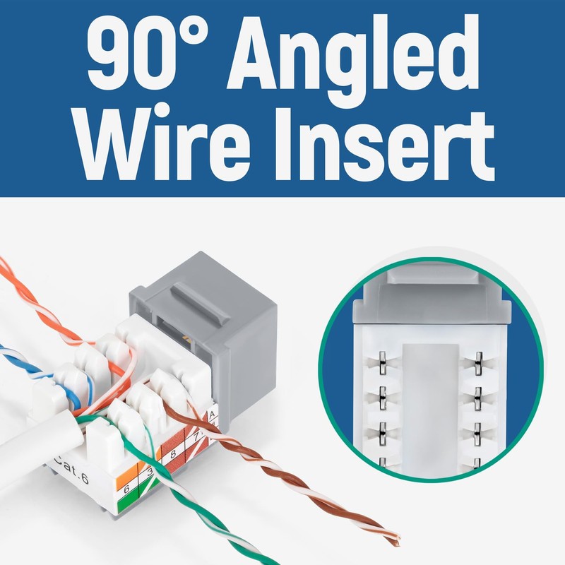 Everest Media Solutions 90° Angled CAT6 Keystone Jack in Grey