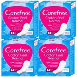 Cotton Feel Unscented Normal Panty Liners Breathable 4X 56 Each (224 Pantyliners in Total)