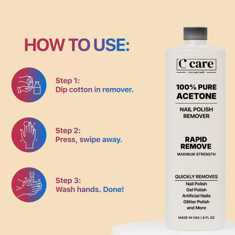 100% Pure Acetone Nail Polish Remover | Professional Quality |