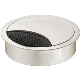 Gedotec Samos Cable Feed-Through Desk Cable Pass Stainless Steel Look Metal Cable Guide for Push-in Cable Box Drill Diameter 80 mm 1 Piece Steel Cable Outlet Round for Office Furniture Table