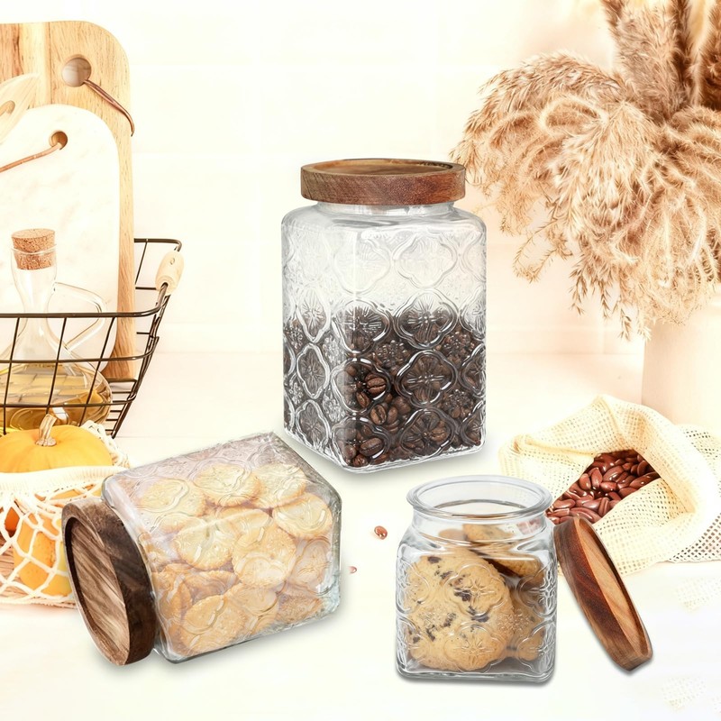 PEDOBALI 6 Pcs Vintage Glass Food Storage Containers with Lid