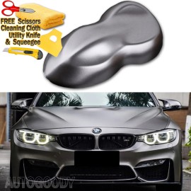 AUTOGOODY 96" x 60" Satin Matte Chrome Metallic Dark Gray Vinyl Film Wrap Air Bubble Free