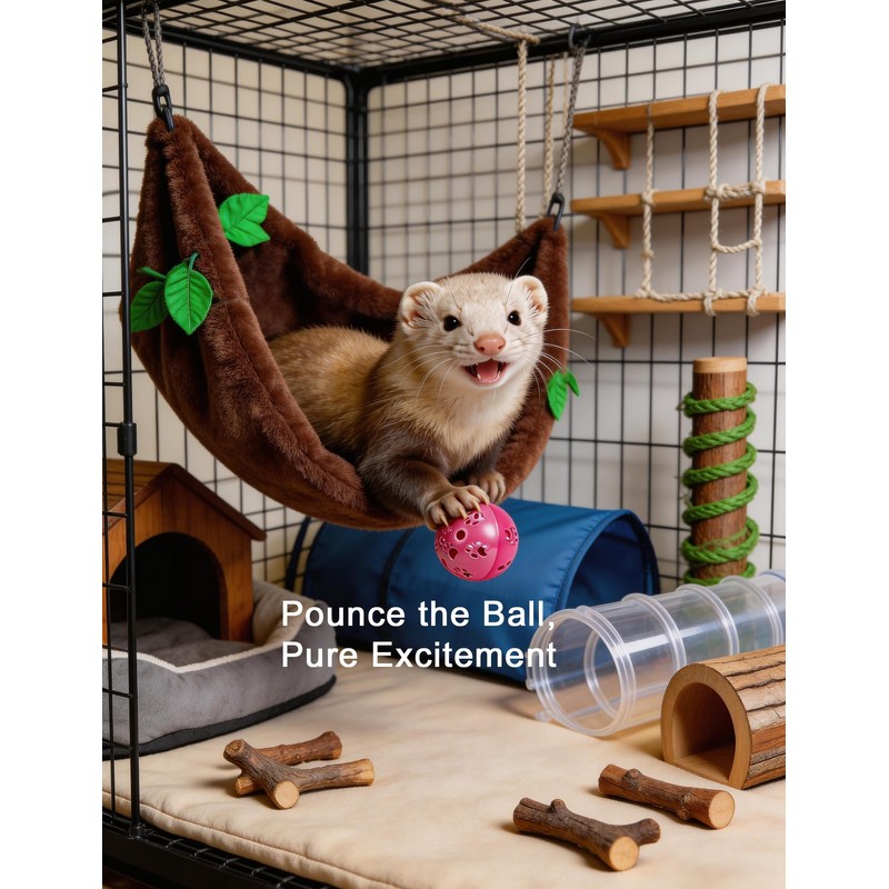 HEUHAI 10-Pack Ferret Jingle Bell Toy Balls, Non-Toxic PP, Hollow