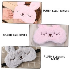 Baluue 2pcs Plush Rabbit Eyemask Soft Eyeshade for Comfortable Sleeping Mask for Travel Naps Relaxation for Blocking Light Includes Pink Grey Designs