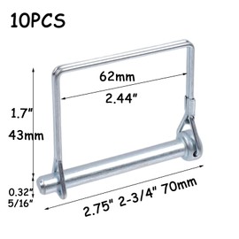 HEVSTIL 10-Pack Heavy Duty Trailer Coupler Pins – 5/16in x 2.75in (8x70mm) Zinc Plated Safety Hitch Locking Pins – Large Trailer Hitch Pins for Boats, Trucks & Farm Equipment