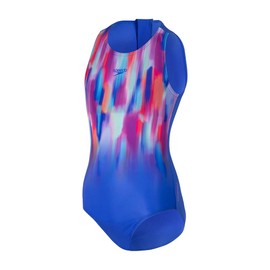 Speedo Girl's Endurance + Printed Hydrasuit, Cobalt Pop, 9-10