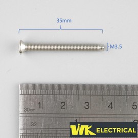 Machine Screws 100pcs for UK Wall Sockets - Raised Countersunk Slotted Steel - Pack of 100 (M3.5 x 35mm)