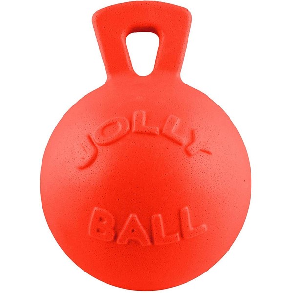 Jolly Pets Tug-n-Toss Heavy Duty Dog Toy Ball with Handle, 10 Inches/X-Large, Orange