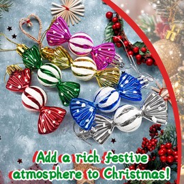 Christmas Candy Ornaments,6 Pcs Christmas Tree Candy Hanging Decorations Mini Sweet Shaped Baubles Hanging Pendants Christmas Candy Lollipop with Golden Ropes for Xmas Party Home Decor
