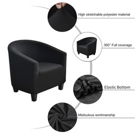 NILUOH Club Chair Slipcover Stretch Tub Chair Cover Barrel Chair Covers Armchair Covers Sofa Cover Furniture Protector for Living Room (02)