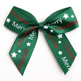 Italian Options Merry Christmas Bows 12 Piece Pack, 5cm Bow Width, Bottle Green Satin