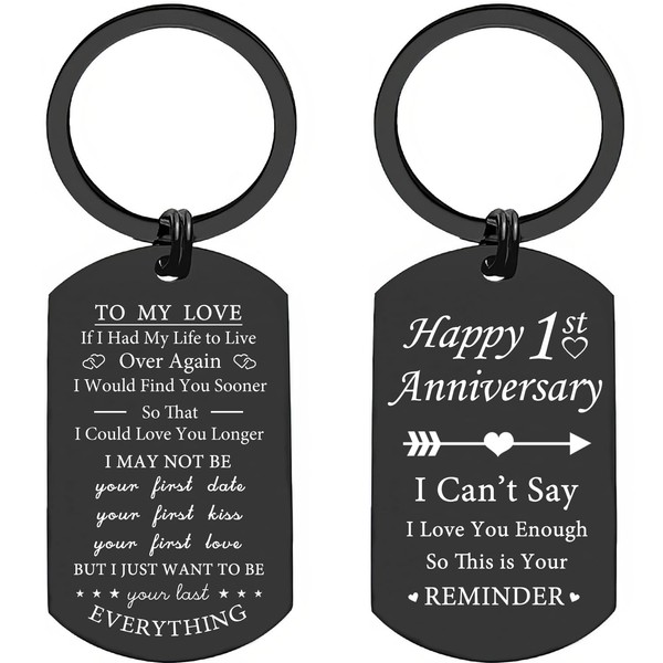 Shoneep Anniversary Engraved Keychain for Boyfriend & Husband, Anniversary Keychain