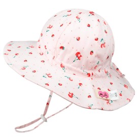 Foruhoo Girls' Sun Hats UV Protection, Adjustable Wide Brim Summer Hat for Baby, cherry