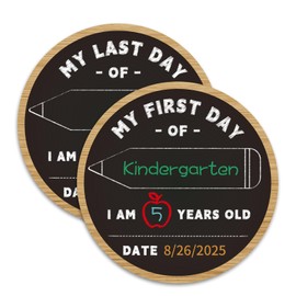 WALENGIF First & Last Day of School Chalkboard - 9.8" Double Sided Back to School Board Sign for Kids Girls Boys - 1st Day of Preschool Pre-K Kindergarten 1st Grade Photo Props Gifts for Duaghter Son