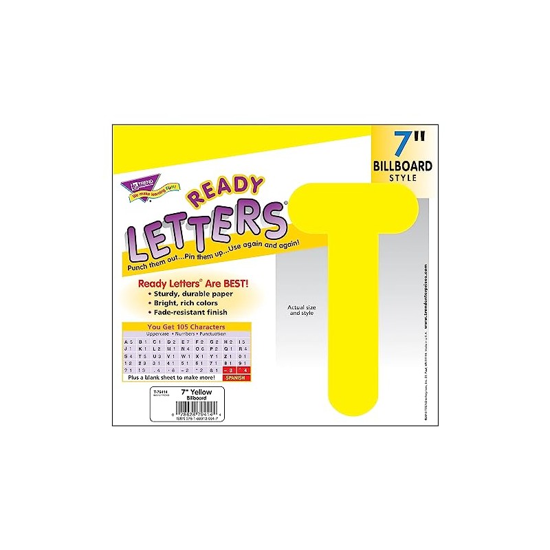TREND enterprises, Inc. T-79414 Yellow 7" Billboard Uppercase Ready Letters