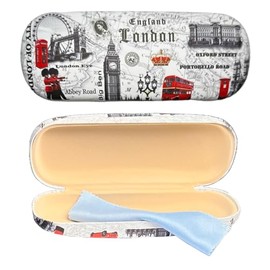 LILAJ London Souvenir PU Leather Spectacle Glasses Case Box: Protective Eyewear Holder for Men and Women - Portable Travel Hard Shell Pouch with Soft Cleaning Cloth Collectible Gift (Bus)